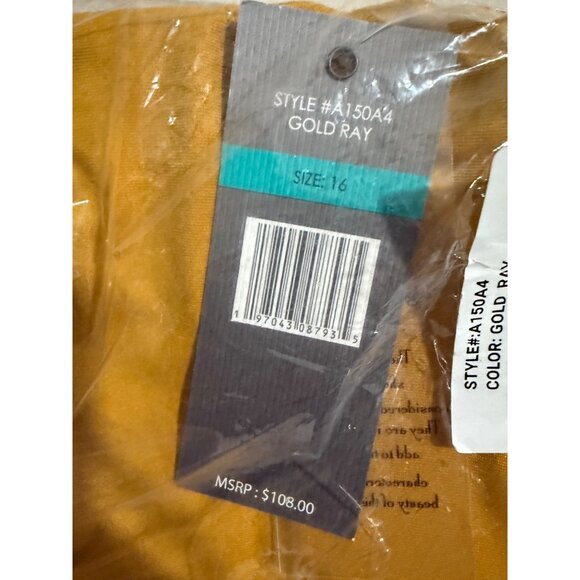 Sharagano Womens Faux Wrap Dress Gold Ray Size 16 - Picture 5 of 6